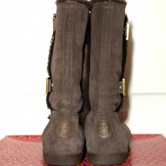 TORY BURCH Brown Shearling with Buckles (Size 10) - Picture 2 of 4